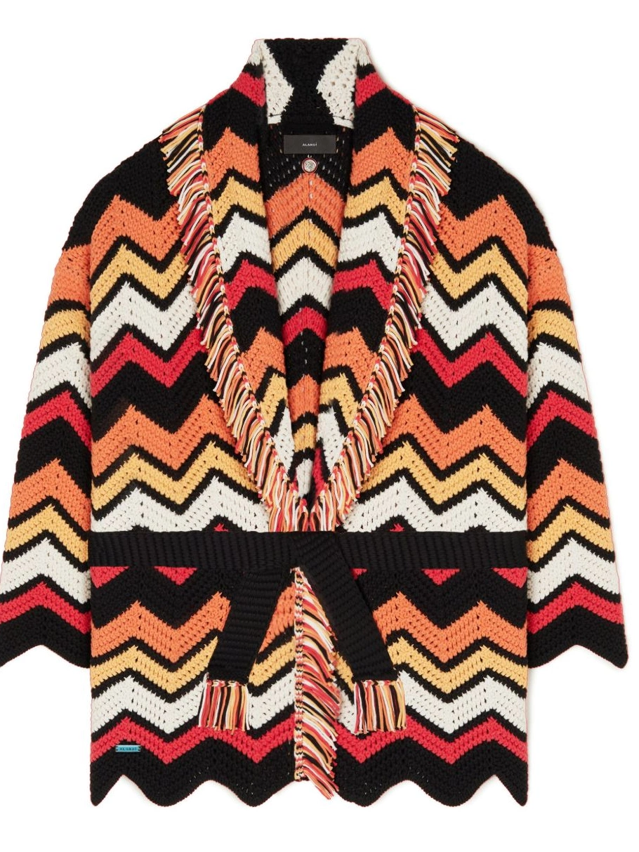 Affordable Women knit Kaleidoscopic Alanui chevron cardigan 0720